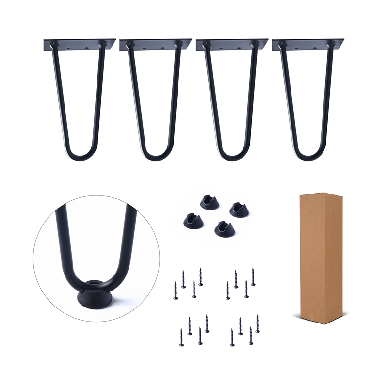 TUHOME 11.8 inches Black  stainless steel Hairpin Legs               (Set Of 4)