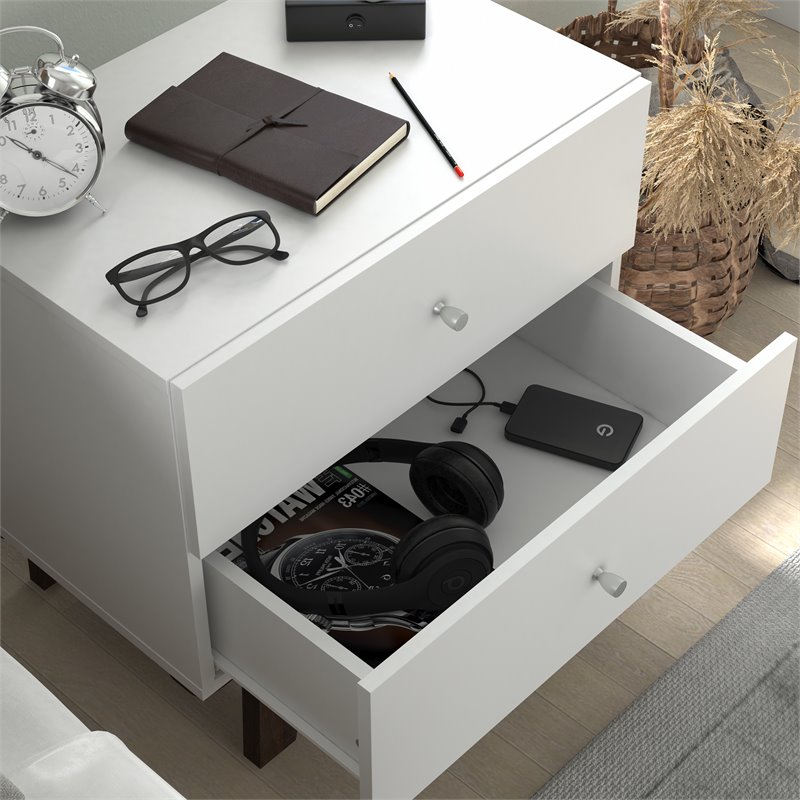 Hillsdale Kincaid 2-Drawer Modern Wood Nightstand in Matte White