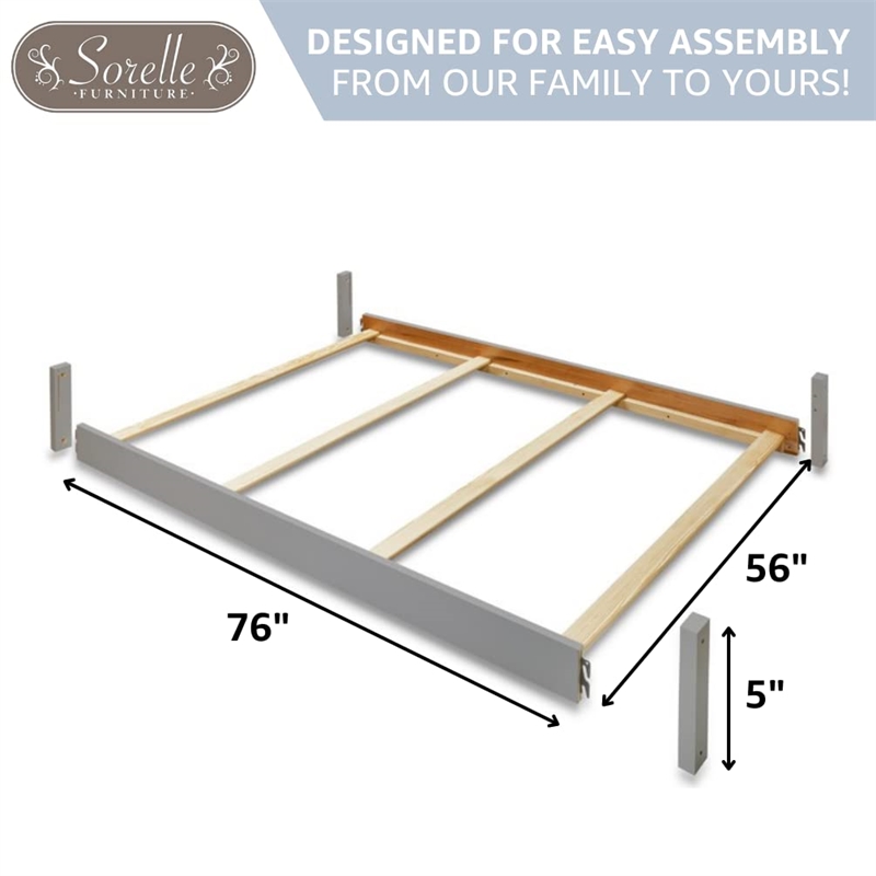Sorelle 221 Wooden Full Size Conversion Bed Rail in Weathered White