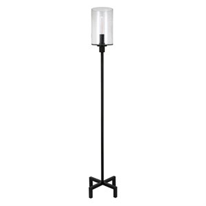 Henn&Hart 13&quot Blackened Bronze Metal/Glass Floor Lamp