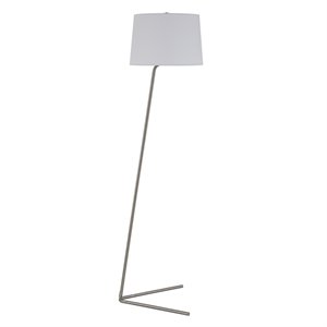 Henn&Hart 19&quot Brushed Nickel Metal/Fabric Floor Lamp