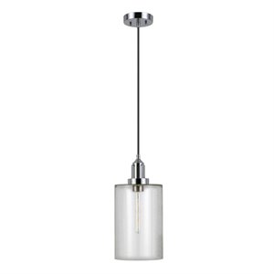 Henn&Hart 7&quot Polished Nickel Metal/Glass Pendant