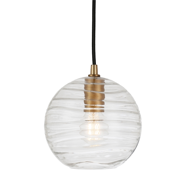 Rippled Glass Pendant Light brass rippled glass pendant