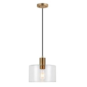 Henn&Hart 10&quot Brass Metal/Glass Pendant