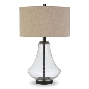 Henn&Hart 15&quot Seeded Glass/Blackened Bronze Metal/Glass/Fabric Table Lamp