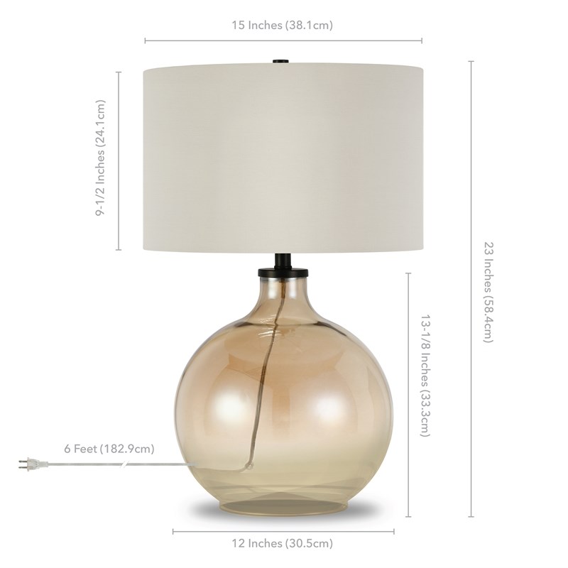 Henn&Hart 23' Gold Luster Glass Luminesent Table Lamp