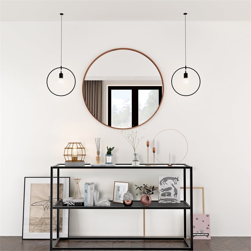 Henn&Hart 9' Industrial Metal Table Lamp in Antique Brass