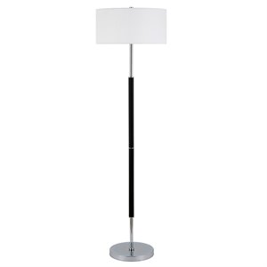 Henn&Hart 17&quot Matte Black/Polished Nickel Metal/Fabric Floor Lamp
