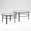 Henn&Hart 2 Piece Nested Metal & Glass Coffee Table in Black Bronze