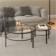 Henn&Hart 2 Piece Nested Metal & Glass Coffee Table in Black Bronze