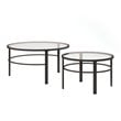 Henn&Hart 2 Piece Nested Metal & Glass Coffee Table in Black Bronze