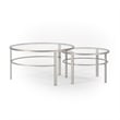 Henn&Hart 2 Piece Nested Metal & Glass Coffee Table in Satin Nickel and Gray