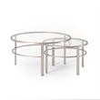 Henn&Hart 2 Piece Nested Metal & Glass Coffee Table in Satin Nickel and Gray