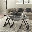 Henn&Hart Metal Black and Bronze Sawhorse legged Coffee Table
