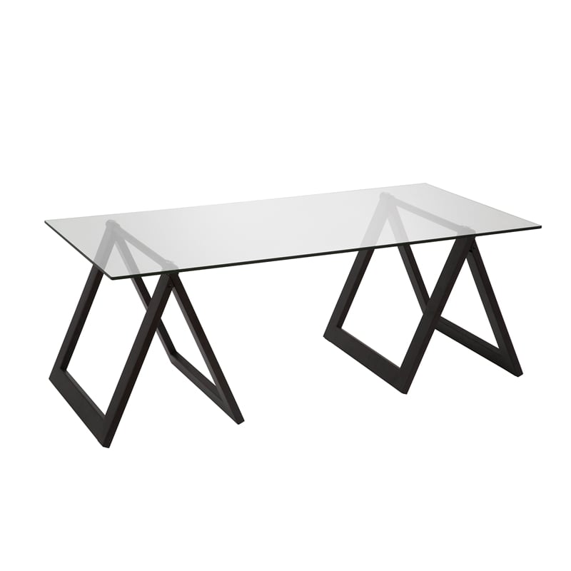 Henn&Hart Metal Black and Bronze Sawhorse legged Coffee Table