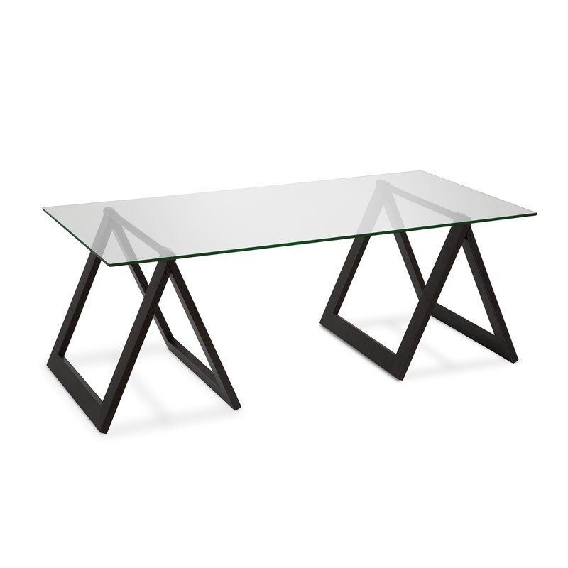 Henn&Hart Metal Black and Bronze Sawhorse legged Coffee Table