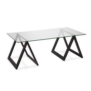 Henn&Hart Metal Black and Bronze Sawhorse legged Coffee Table