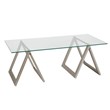 Henn&Hart Metal Nickel and Gray Sawhorse Legged Coffee Table