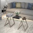 Henn&Hart Metal Nickel and Gray Sawhorse Legged Coffee Table