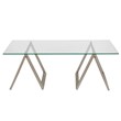 Henn&Hart Metal Nickel and Gray Sawhorse Legged Coffee Table