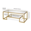 Henn&Hart Hollywood Regency Metal Brass Coffee Table