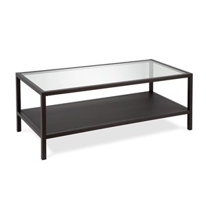 Henn&Hart 45&quot Industrial Metal Black/Bronze Coffee Table with Mesh Metal Shelf