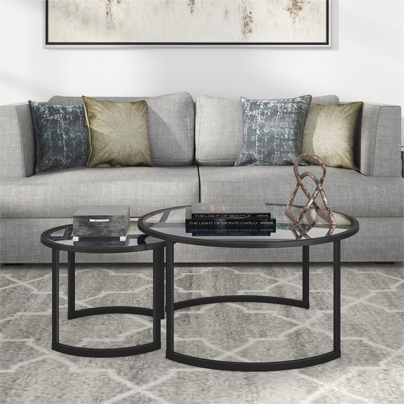 Double Circular Black Coffee Table Double Circular Black Coffee Table