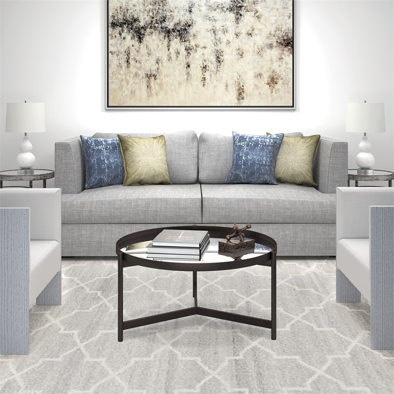 Henn&Hart Metal Double Circular Black Coffee Table