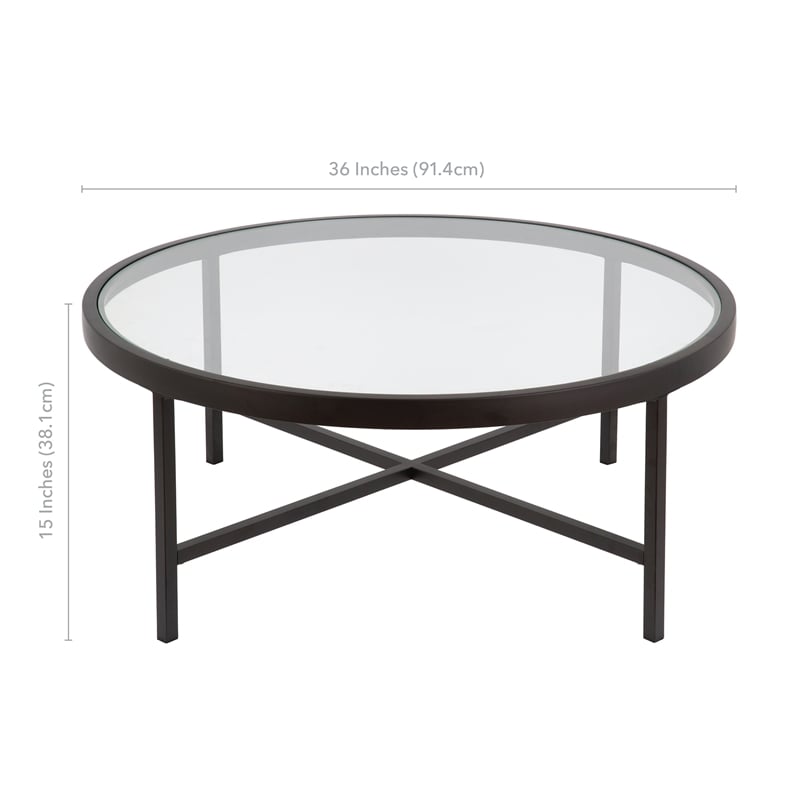 Henn&Hart Round Metal Base Coffee Table in Black and Bronze