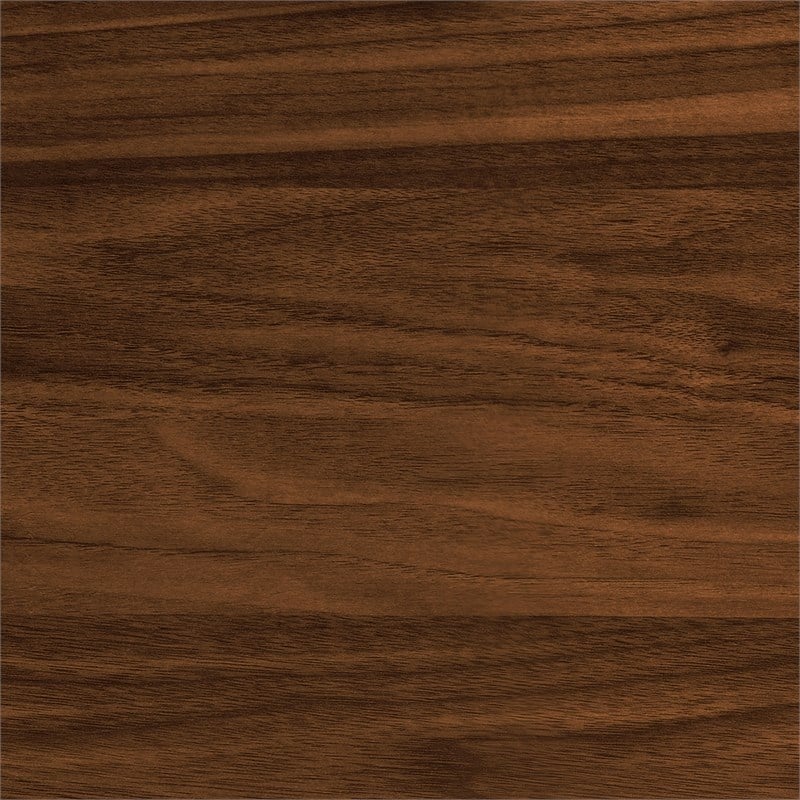 Henn&Hart Mid-Century Brass Metal Round Coffee Table with Walnut Wood Shelf