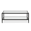 Henn&Hart Modern Rectangle Coffee Table in Black and Bronze with Mirrored Shelf