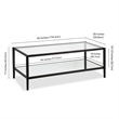 Henn&Hart Modern Rectangle Coffee Table in Black and Bronze with Mirrored Shelf