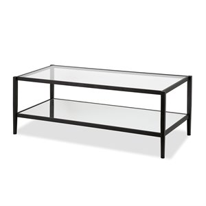 henn&hart modern rectangle coffee table with mirrored shelf