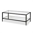 Henn&Hart Modern Rectangle Coffee Table in Black and Bronze with Mirrored Shelf