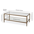 Henn&Hart Modern Rectangle Coffee Table in Brass and Gold with Mirrored Shelf