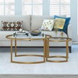 Henn&Hart Metal Two Tier Glass Top Brass Coffee Table