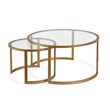 Henn&Hart Metal Two Tier Glass Top Brass Coffee Table