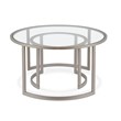 Henn&Hart Metal Two Tier Glass Top Nickel and Gray Coffee Table