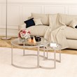 Henn&Hart Metal Two Tier Glass Top Nickel and Gray Coffee Table