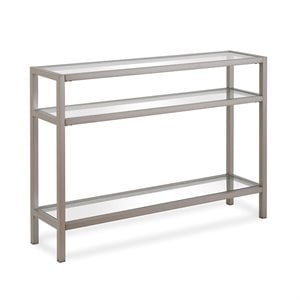 Henn&Hart 42&quot Satin Nickel Metal/Glass Console Table