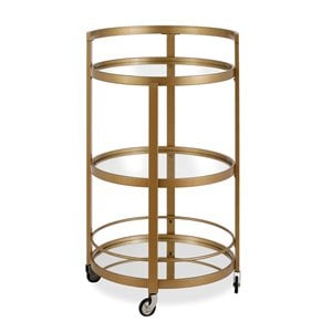 Henn&Hart 21&quot Brass Finish Metal/Glass Bar Cart