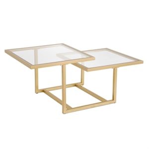 henn&hart metal two tier glass top coffee table