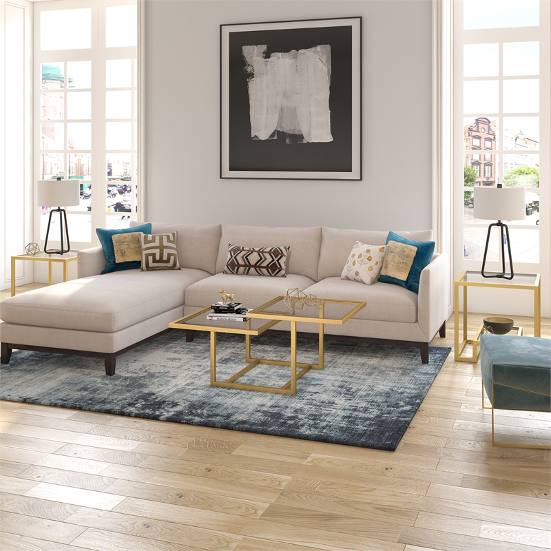 Henn&Hart Metal Two-Tier Glass Top Gold Coffee Table