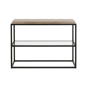 Henn&Hart 42&quot Blackened Bronze Metal/Glass Console Table