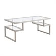 Henn&Hart Metal Hollywood Satin Nickel and Gray Coffee Table with Glass Top