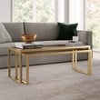 Henn&Hart Metal Rectangle Nested Coffee Tables in Gold and Brass with Glass Top