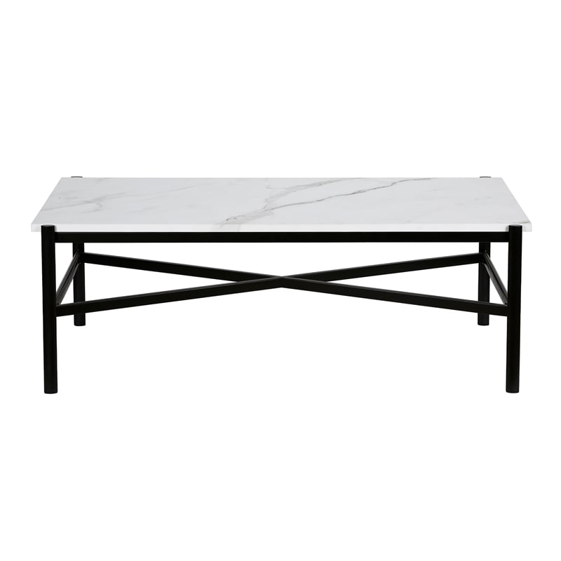 Henn&Hart Metal Marble Coffee Table in Black and Bronze
