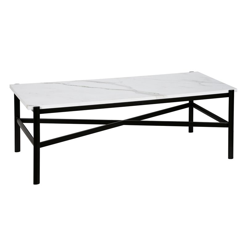 Henn&Hart Metal Marble Coffee Table in Black and Bronze