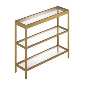 Henn&Hart 36&quot Brass Metal/Glass Console Table