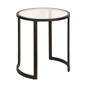 Henn&Hart 20&quot Blackened Bronze Metal/Glass Side Table